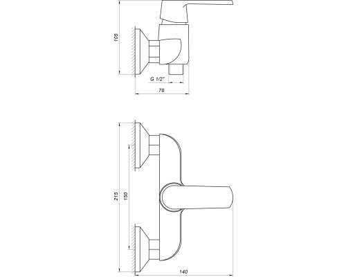 Смеситель для душа Globus Lux Laguna GLA-0105-7-WHITE