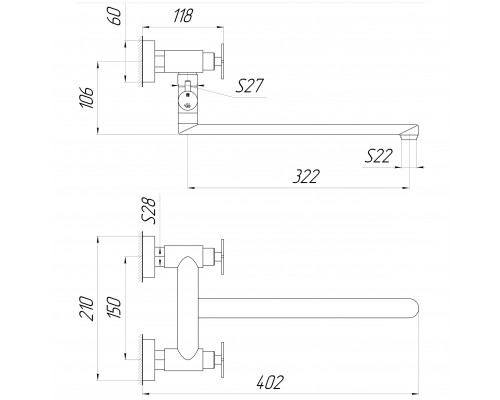 Змішувач для ванни Globus Lux DUKAT-8 SD8-108 - Globus Lux