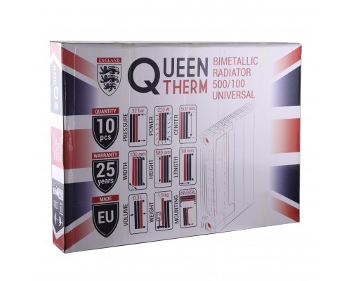 Радіатор біметалевий секційний QUEEN THERM 500/100 UNIVERSAL (кратно 10) - QUEEN THERM