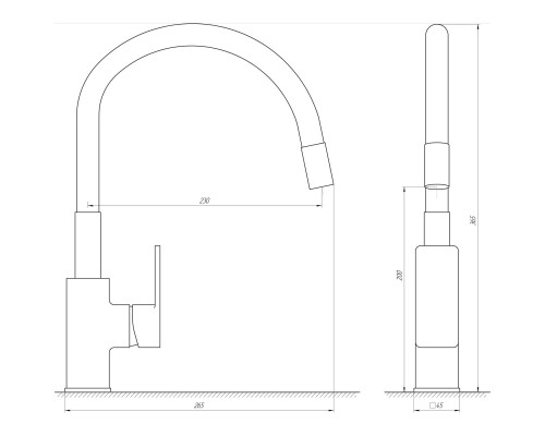 Змішувач для кухні Globus Lux Milano GLM-203LR-11-GRAPHITE - Globus Lux