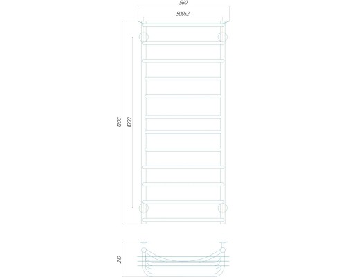 Рушникосушарка UNIO Zp W 1200-500-12 Зета з полицею вода - UNIO