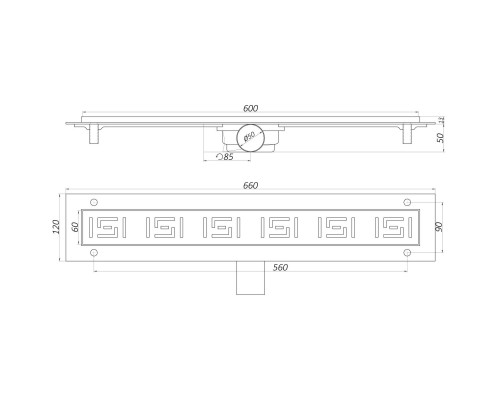 Трап лінійний душовий TILLO TM009-60 60см - TILLO