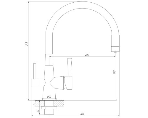 Змішувач для кухні під осмос Globus Lux LAZER GLLR-0903-8-STSTEEL - Globus Lux