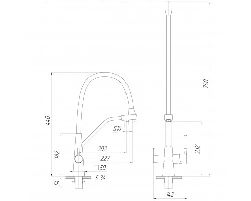 Смеситель для кухни под осмос Globus Lux GLLR-0700-L-08-06