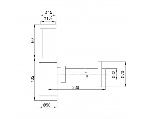 Сифон для раковин циліндричний Globus Lux GS-32-105-00 - Globus Lux