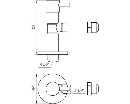 Кран напівобертовий кутовий з цангою SOLOMON 1/2″х 3/8″ Lazer 7076 - Solomon