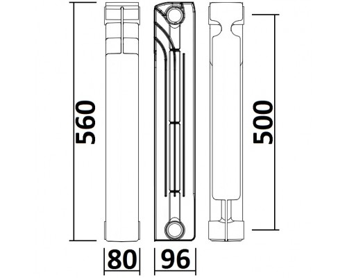 Радіатор біметалевий секційний QUEEN THERM 500/96 (кратно 10) - QUEEN THERM