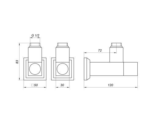 Набір Кран напівобертовий кутовий з американкою SOLOMON LUX 1/2″ CUBE CHROM 8888 (1уп.) - Solomon