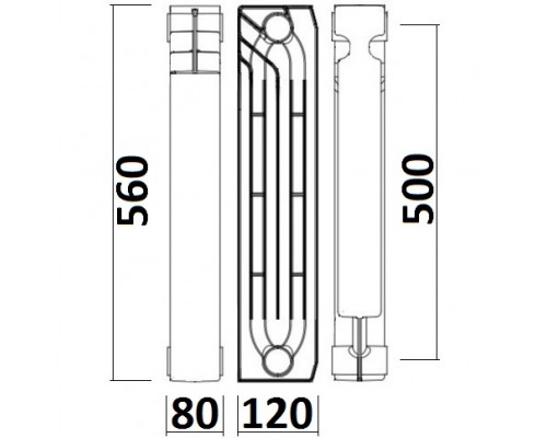 Радіатор біметалевий секційний QUEEN THERM 500/120 (кратно 10) - QUEEN THERM