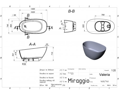 Ванна VALERIA - MIRAGGIO